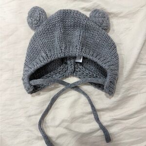 Cozy Gray Knit Bear Ear Hat for Kids